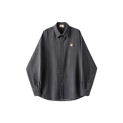 英国小狐狸刺绣微宽松长袖衬衫