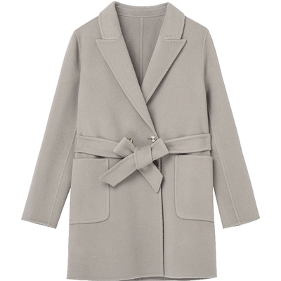 布景纯羊毛中长款大衣外套