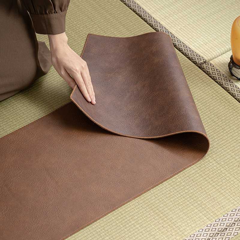 2新款皮革茶席防水桌旗桌布新茶茶禅意中式轻垫布台茶茶桌奢旗中