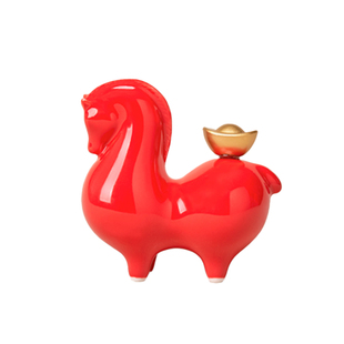 逅里 马上RICH 2026红色小马摆件 新年装饰公司客户高档小礼物