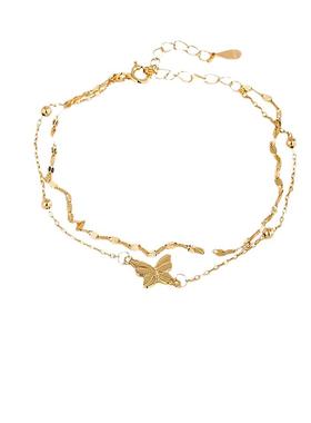 s925纯银双层链蝴蝶手链女生2025年新款韩版小清新手饰甜美少女风