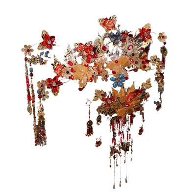 新娘头饰新中式金红色奢华凤冠