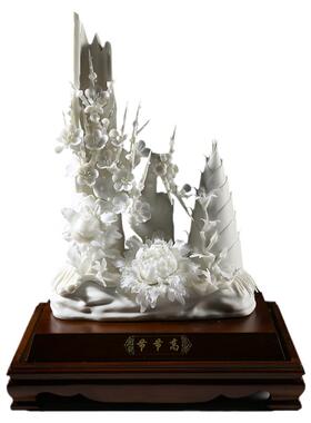 锵锵陶瓷节节高白瓷花摆件