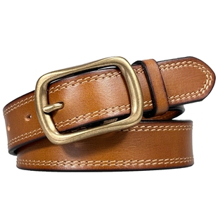 真皮腰带女士头层牛皮皮带简约欧美时尚潮流装饰铜扣软皮休闲推荐