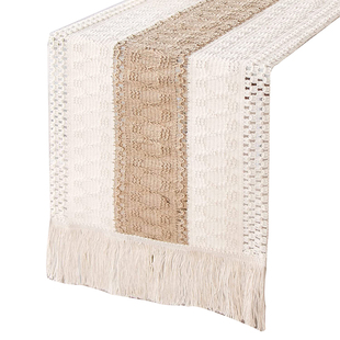 家用流苏桌巾桌布波西米亚麻棉编织民宿露营装饰长条桌旗复古美式