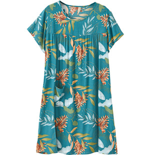 妈妈装连衣裙新款夏季裙子夏装女装洋气质中老年人棉绸睡衣睡裙50