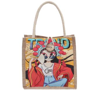 日系帆布包女包2022新款潮简约百搭印花便当手提包少女上班小布包