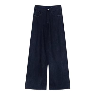 拉夏贝尔黑金色加绒直筒牛仔裤女