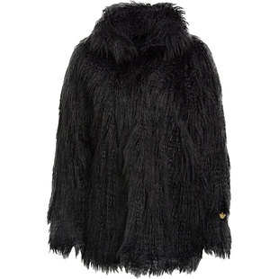 Adidas/阿迪达斯官方三叶草FUR JACKET 女子人造毛外套HG6678