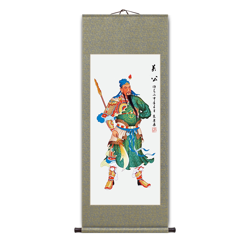 关公神像霸气装饰画茶室卷轴挂画