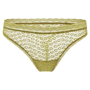 HSIA遐 性感内裤女斑纹蕾丝花边条无痕丁字裤纯棉裆底两条装T裤