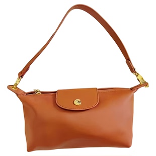 2026新款法式小羊皮单肩腋下包包女黑色通勤简约日常手提包饺子包