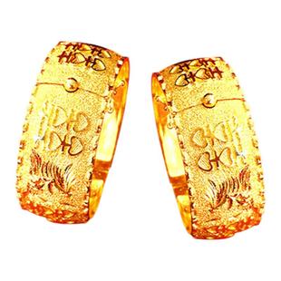 2025婚嫁铜镀黄金色镯子道具龙凤手镯新娘结婚金镯沙金三金饰品女