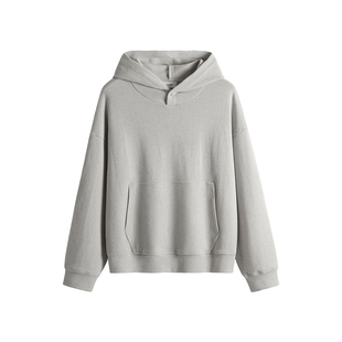 HIM汉崇 舒适微弹机理纹连帽卫衣男宽松休闲长袖套头帽衫2025冬季