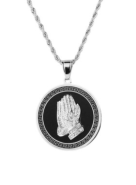 欧美潮酷圆牌吊坠项链男