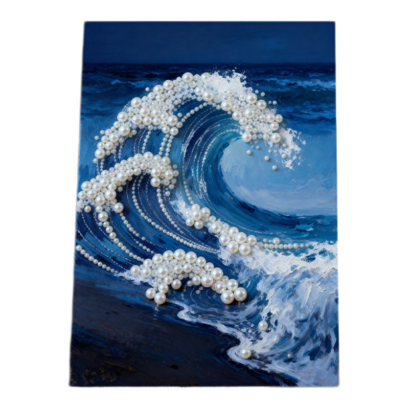 创意海滩珍珠画diy全套材料包手工高级感数字油画海浪客厅装饰画