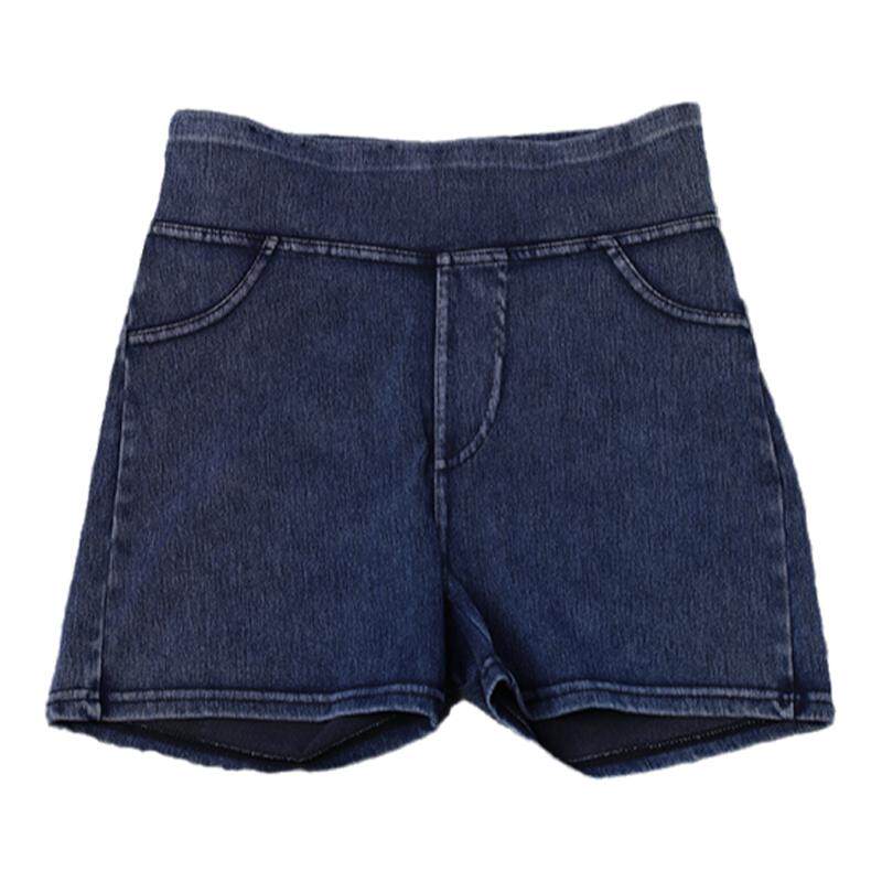 仿牛仔运动短裤女夏高腰提臀紧身弹力跑步休闲瑜伽健身三分裤
