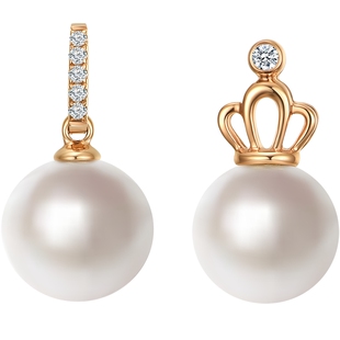 情人节TSL谢瑞麟18k金珍珠吊坠玫瑰金钻石不含项链正圆珍珠64071