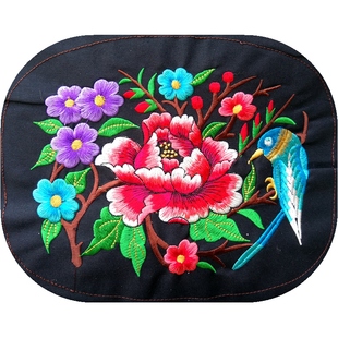 小圆形玫瑰牡丹梅花燕子补丁贴片苗绣机绣刺绣品民族风手工辅料厂