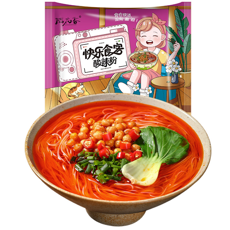 稻花香 快乐食客酸辣粉中辣重庆方便粉丝冲泡方便速食泡面1袋装