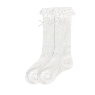 LittleNaive女童花边中筒袜春夏镂空网眼袜儿童弹力薄款半筒袜子