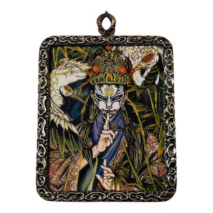 道系元始天尊座下白鹤童子吊坠唐卡国风手绘描金唐卡吊坠