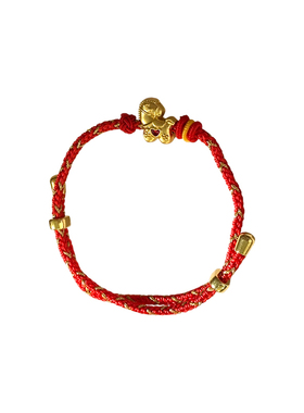 新年红色手链可抽拉调节手绳手串