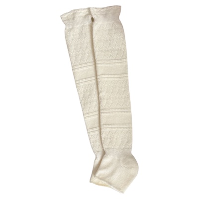 秋冬保暖羊毛镂空踩脚长筒袜女