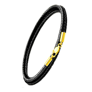 925银扣吊坠绳项链绳蜡绳黑皮绳挂绳金色吊坠翡翠玉吊坠绳挂件绳