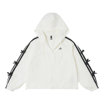 阿迪达斯白色外套女装春季新款舞动系列运动服连帽休闲夹克KR7602