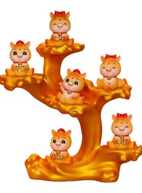 国潮马年装饰摆件发财福马树摆件