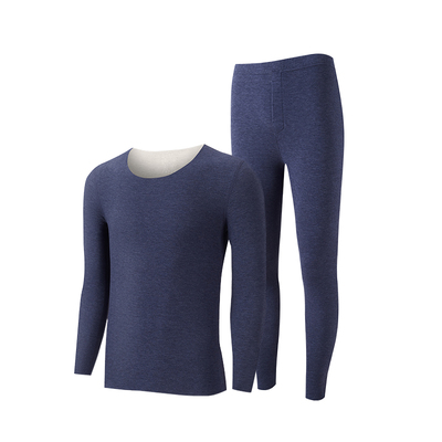 德绒V领保暖内衣男士套装冬季