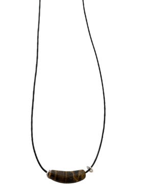 大米饰品】新中式极简风虎眼石弯弯项链黑绳毛衣链简约气质高级感