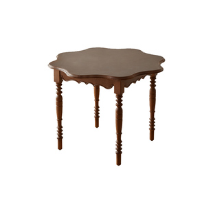 中古实木圆形餐桌椅法式花瓣桌家用小户型餐厅阳台咖啡休闲桌子