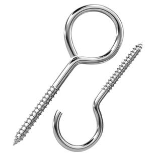 304不锈钢羊眼钉自攻螺丝钉挂钩吊环铁钩子羊眼木螺丝铁问号羊角