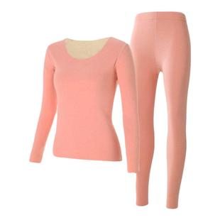 女士德绒秋衣秋裤套装无痕发热保暖内衣加绒加厚学生修身打底衫冬