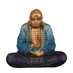 纯铜彩绘达摩祖师佛像菩提达摩像碧眼胡僧铜像佛堂寺庙供奉摆件