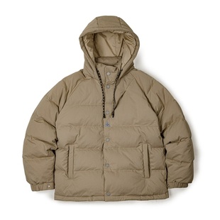 马登工装美式复古宽绗缝羽绒服90白鸭绒卡其色连帽面包服外套男冬