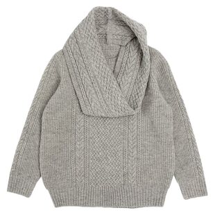 组*曲黄色美利奴羊毛针织衫绞花毛衣围脖套装女2025新款秋冬季