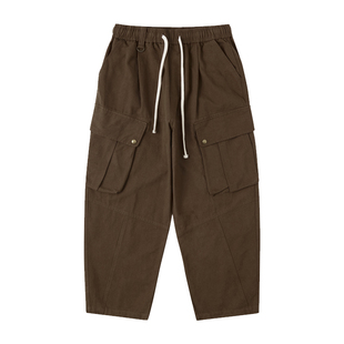 水曜日定休 多褶口袋小众工装长裤男cityboy宽松抽绳日系休闲裤潮
