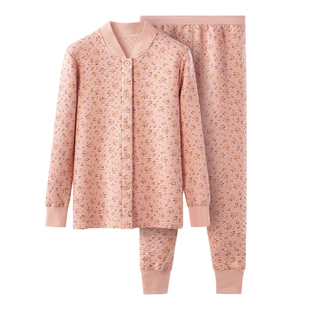 春织开衫内衣老年人纯棉秋衣秋裤加厚全棉中老年保暖套装秋冬季