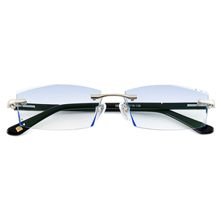 配钻石切边眼镜成品近视眼镜框男无框眼镜架变色眼睛框平光防辐射