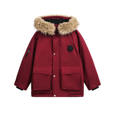 NEVERNEED可拆卸毛领连帽棉衣男