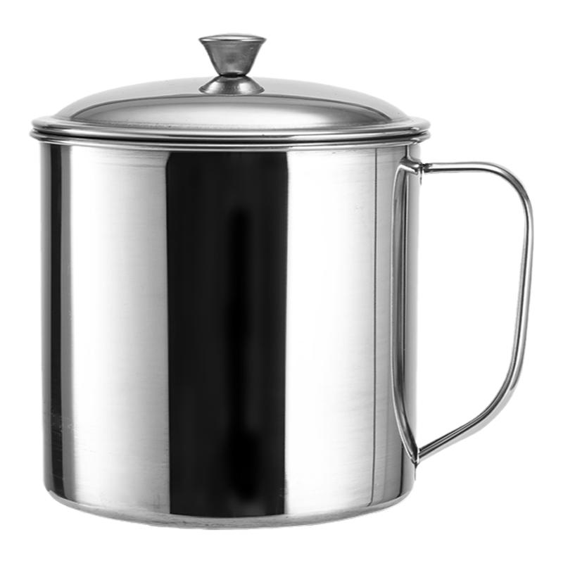 食品级不锈钢大茶缸子超大号带盖泡面碗老式家用铁茶缸串串钵钵鸡