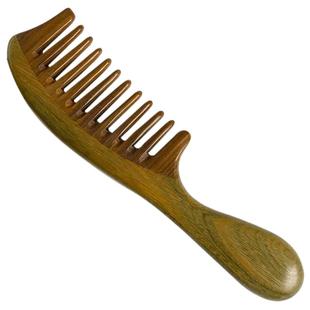 天然绿檀木梳按摩头皮女士家用养发经络疏通加厚柄宽齿实木梳顺发