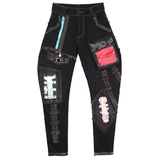 2025时尚欧货牛仔裤女个性哈伦裤酷帅欧洲站裤子老爹裤小脚裤长裤