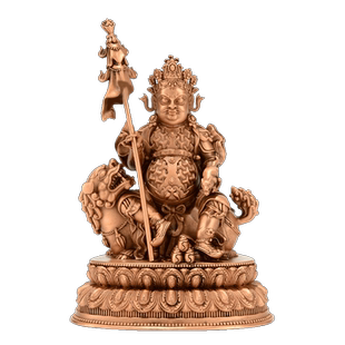 欧斯特紫铜《财宝天王》室内家用《多闻天王》桌面铜像摆件