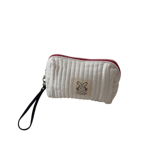 thefifthmoon可爱纯色碎花绗缝棉化妆包收纳包可拆扣便携包