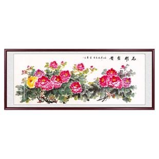 牡丹花开富贵客厅装饰画花鸟国画名家手绘真迹中式挂画背景墙壁画