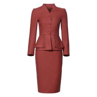 红色冬裙子高级感女装职业套装女士两件套裙装秋冬季气质名媛修身